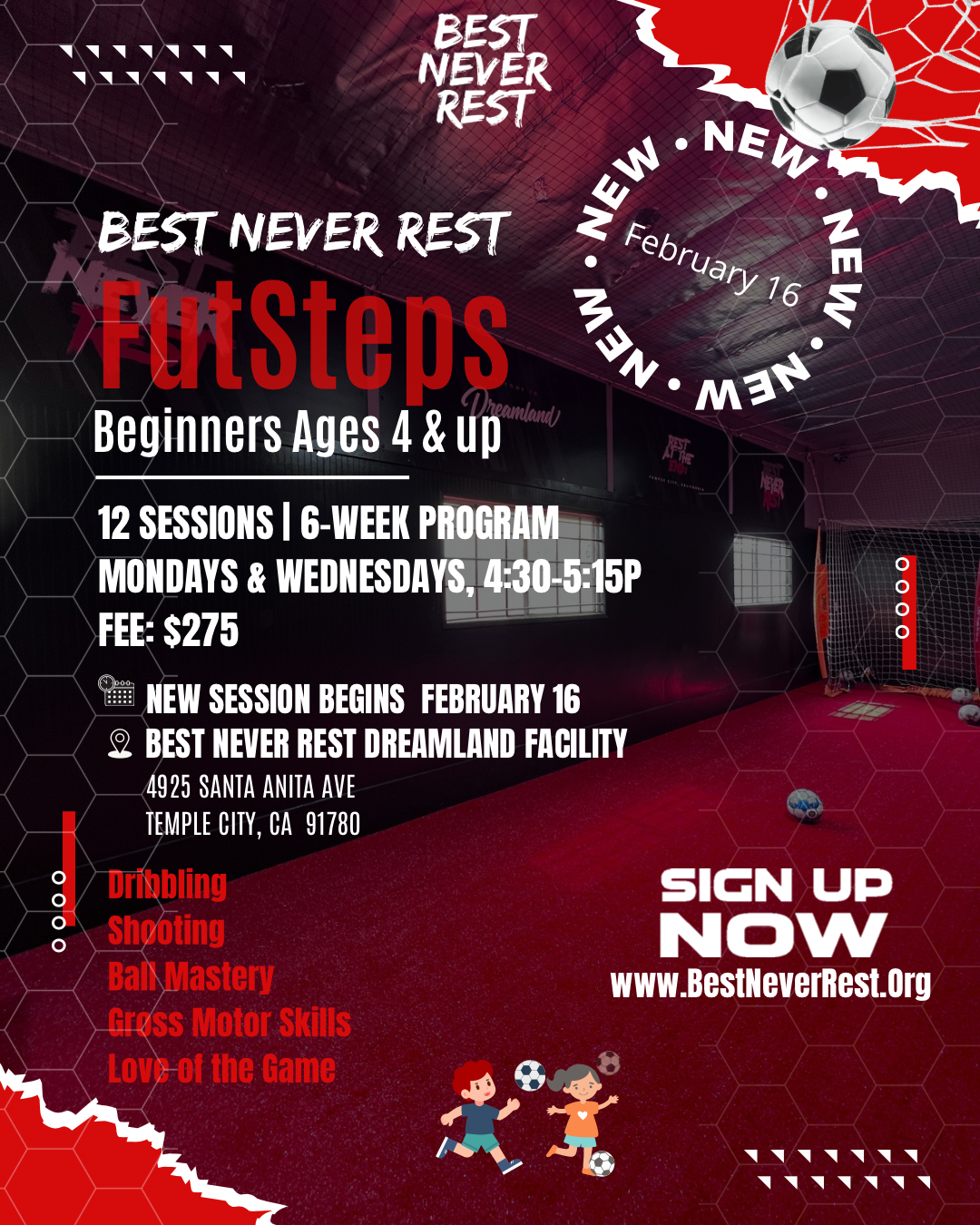 BNR FutSteps 6 Week Program - 3-6 years old - Starts  February 16